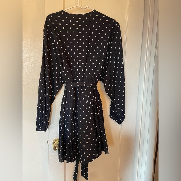 H&M navy blue polka dot peasant/skater dress - Picture 6 of 7